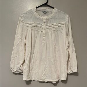Croft & Barrow Cream size XL Pleated Blouse 100% cotton